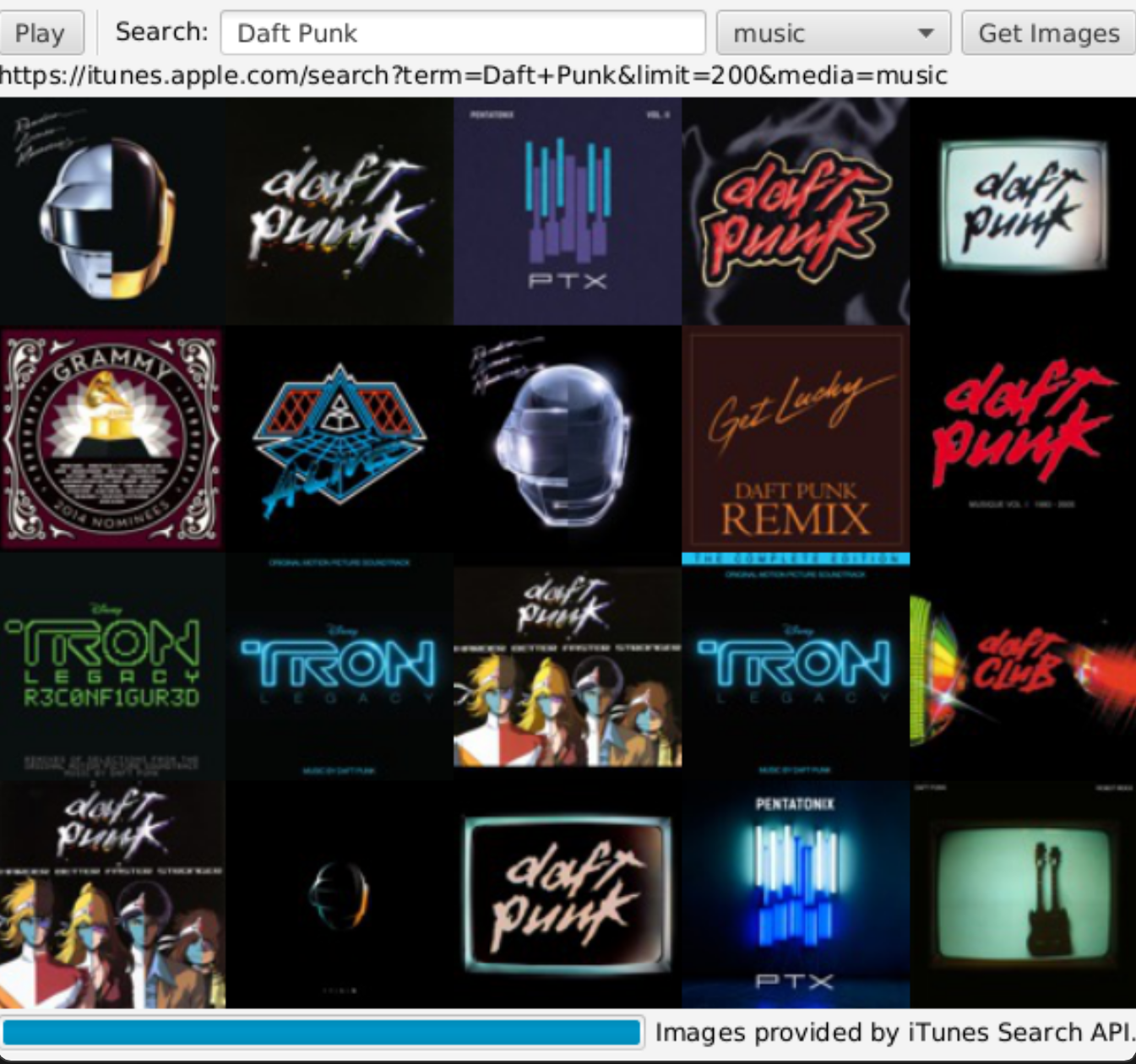Screenshot of iTunes Gallery Project
