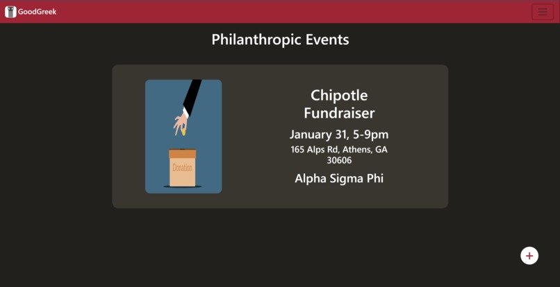 Screenshot of the home page of GoodGreek