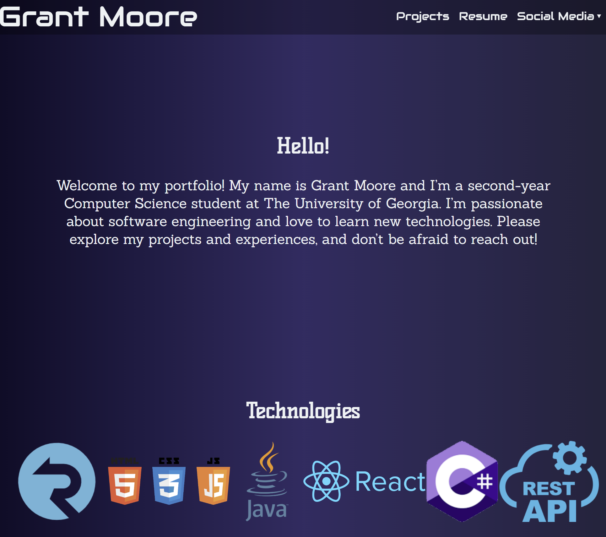 Screenshot of Portfolio Project